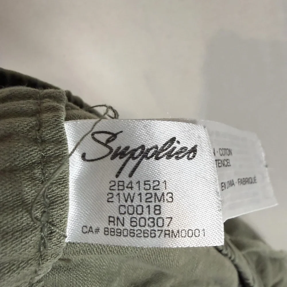 Supplies Pants Mens Large Green Canvas‎ Jogger Elastic Waist Cuffed Casual